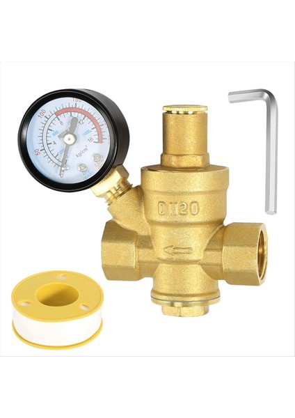 Su Basıncı Regülatörü 3/4in Gösterge Ayarlanabilir Su Basıncı Azalma Valfi Su Basıncı Regülatörü DN20 (Yurt Dışından)