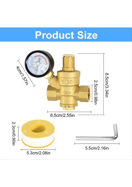 Su Basıncı Regülatörü 3/4in Gösterge Ayarlanabilir Su Basıncı Azalma Valfi Su Basıncı Regülatörü DN20 (Yurt Dışından) fiyatları