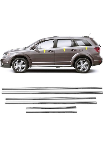 Fiat Freemont 2011 ve Üzeri Için Krom Cam Çıtası 4 Kapı 6 Parça P.çelik