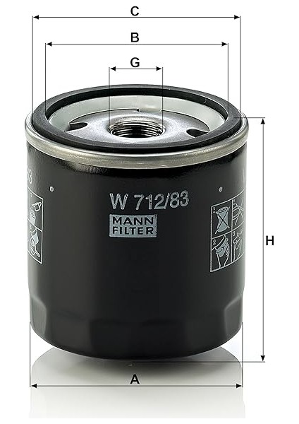 W 712/83 Yağ Filtresi (Toyota) modelleri