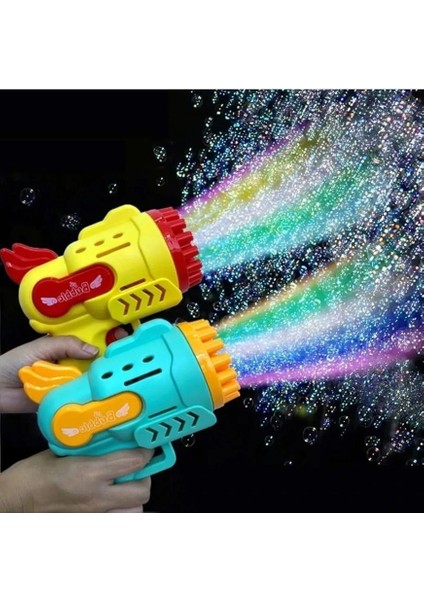 Store Pilli Köpük Tabancası Baloncuk Makinesi Işıklı Şık Tasarım Bol Köpük Süper Bubble Gun, Çok Renkli