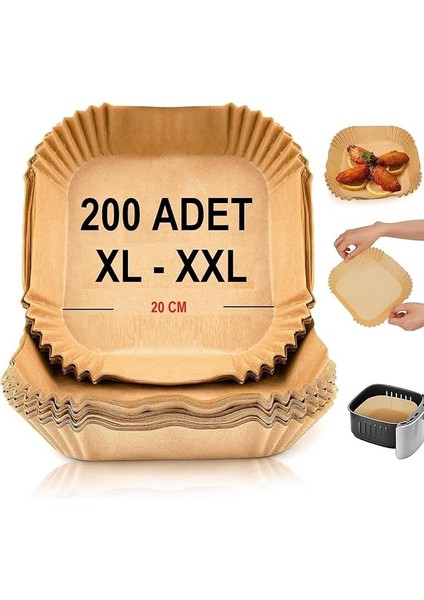Ticaret Airfryer Pişirme Kağıdı,xl-Xxl Büyük Boy, Kare, 200 Adet Hava Fritöz Parşömen Fırın Kağıdı Tek Kullanımlık Kağıt Fırın Fritöz Pişirme Kızartma Tavası Için Uygun 20CM