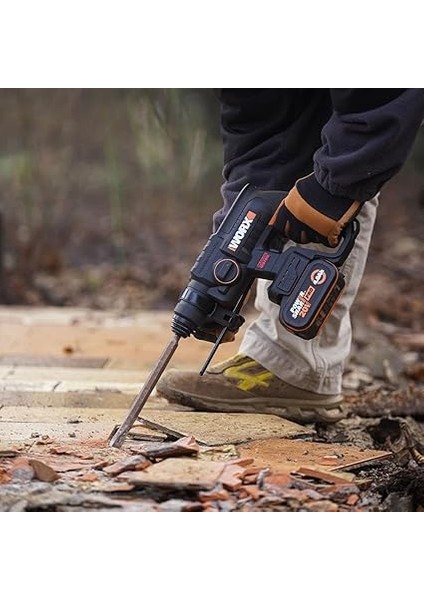 WX381 20VOLT 4.0AH. 2j Li-Ion Tek Akülü Şarjlı Profesyonel Sds-Plus Pnömatik Kırıcı/delici + 3 Parça Delme Ucu modelleri