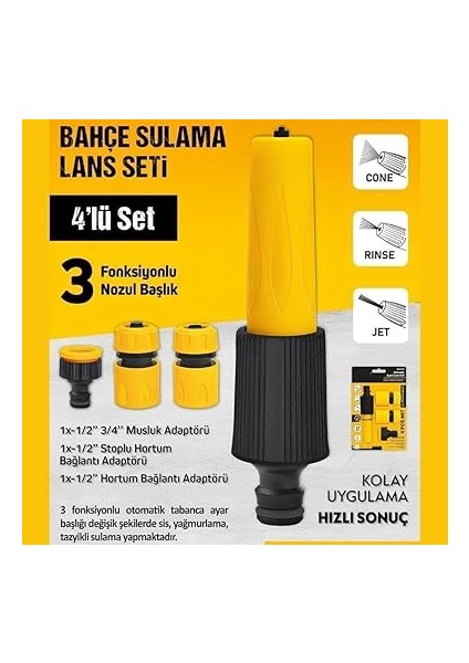 4 Parça Otomatik Ayarlı Lans Seti Bahçe Sulama Seti - Hortum Bağlantı Aparatı modelleri