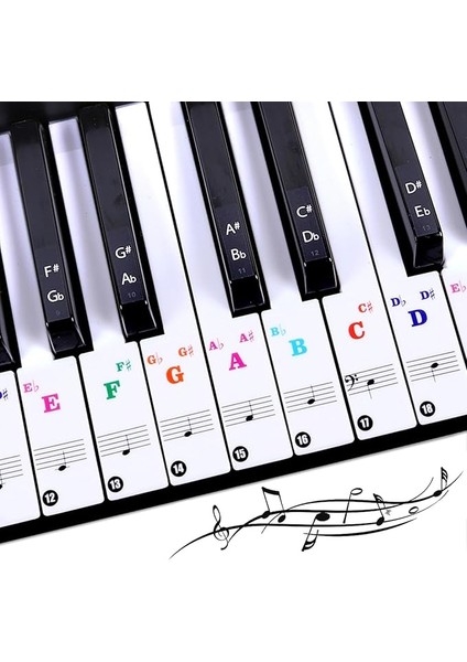 Piyano Klavye Çıkartması, Piyano Klavyesi, Çıkartma, Piyano Notaları, Çıkartma, Çıkarılabilir, 88/61/54/49 Tuşlu, Klavye, Yeni Başlayanlar Için, Renkli Notalar, Çıkartma, Piyano Tuşları Çıkartma