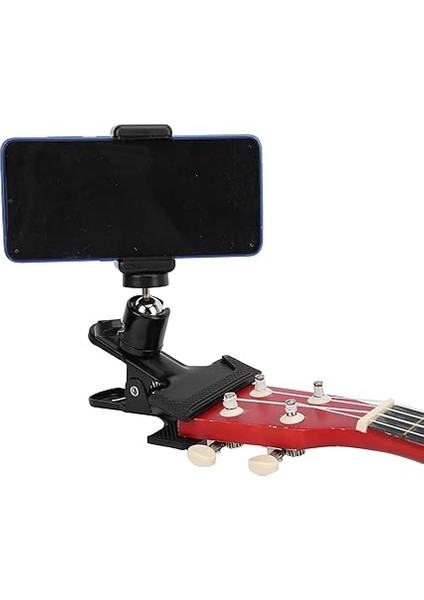 Guitar Bass Ukulele Headstock Cell Phone Holder, Metal Guitar Bass Phone Holder Live Broadcast Bracket Ukulele Headstock Phone Clip For Close Up Home Music Recording fiyatları