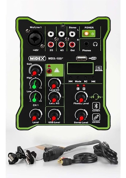 MDX-100 Stüdyo Kayıt Için Ses Kartlı Mixer +48V Phantom Power ile Stüdyo Mikser
