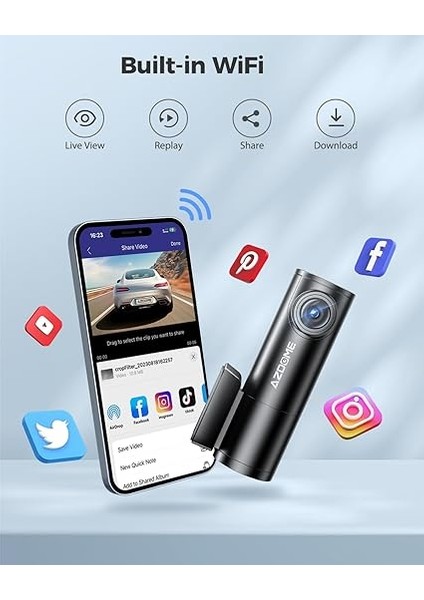 1296 P Çizgi Kamı, Wifi Mini Gizli Araba Kamera Ile, Gece Görüşlü Ses Kontrolü Araç Kaydedici, Wdr, Döngü Kayıt, G-Sensor, Süper Kapasitör (M300) modelleri