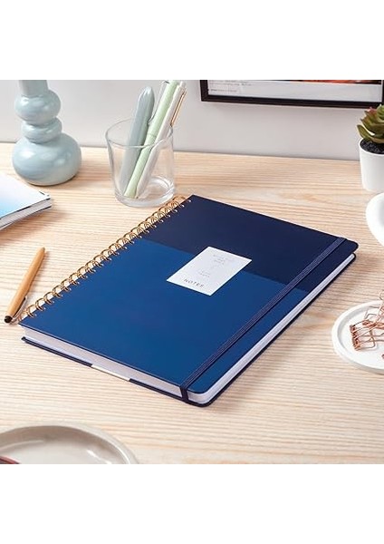 20X28 Spiralli Sert Kapak Lastikli Kareli Not Defteri Lacivert fiyatları