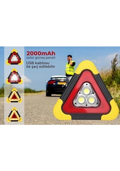 HB-7709 Solar Şarjlı Üçgen Reflektör Işıklı Ikaz Lambası indirimleri