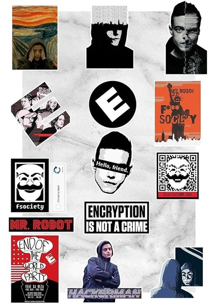 Major Selection Mr. Robot Temalı Laptop Notebook Tablet Sticker Seti 15 Adet fiyatları