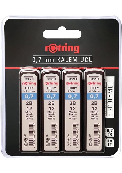 Tikky Hi-Polymer Mekanik Kurşun Kalem Ucu, 0,7mm, 2b, 4'lü Blister