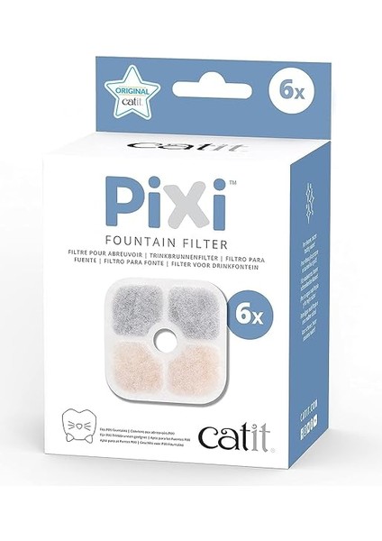 43722 Pixi Yedek Filtre, Catit Pixi Su Çeşmesi Için Içme Çeşmesi Filtresi, 6'lı Paket