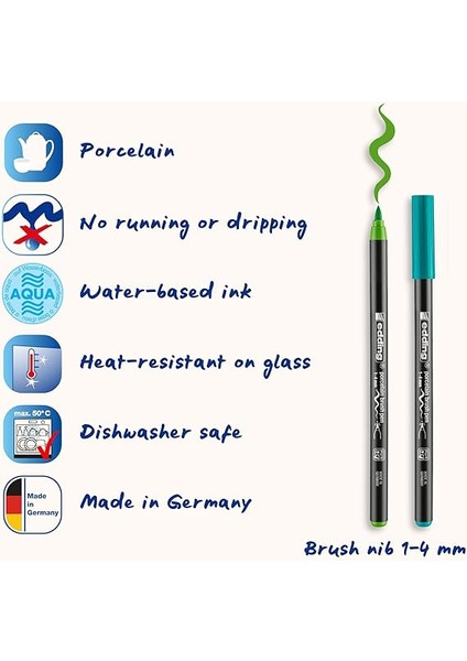 4200 Fırça Uçlu Porselen Kalemi - Siyah, Kırmızı, Mavi, Yeşil, Sarı, Kahverengi - 6 Kalem - Fırça Ucu 1-4 mm fiyatları