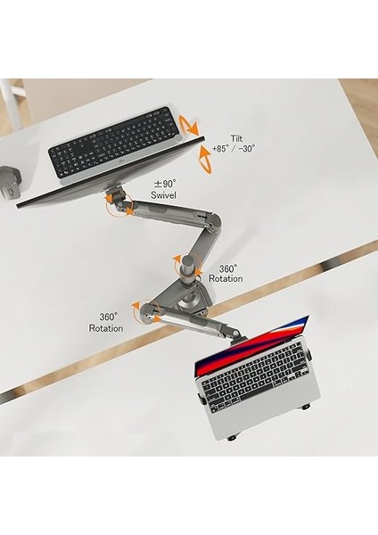 North Bayou H180-FP Çift Kol Amortisörlü 17"-27" Monitör Tutucu ve 10"-17" Laptop Standı indirimleri