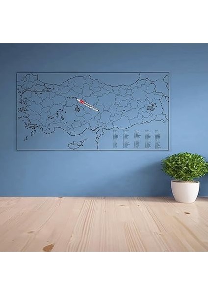 Ithalat Yazılabilir Türkiye Haritası Manyetik Duvar Stickerı 110 x 56 cm modelleri