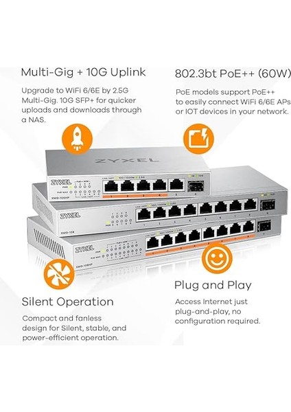 8-Port Poe 2.5g Multi-Gig Unmanaged Switch | 8 x Poe++ (60W) ile @ 100W | 1 x 10G Sfp+ | Masaüstü Veya Duvar Montajı [XMG-108HP] indirimleri