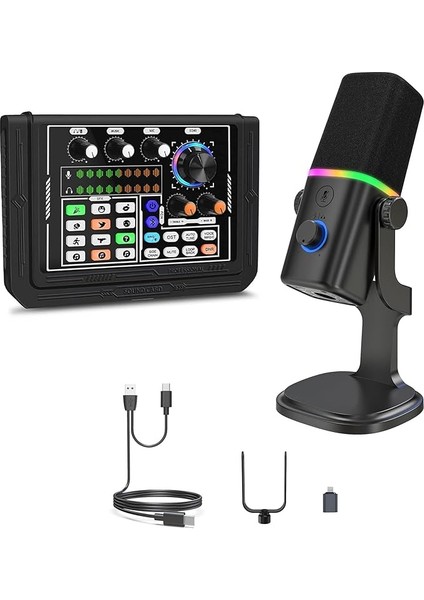 Ses Kartı Youtube Kick Podcast ve Yayıncı, Ses Kartı, Dj Mikser, Taşınabilir Podcast Prodüksiyon Stüdyosu, Canlı Yayın, Kayıt, Oyun Için Kondenser Ses Kartlı Mikrofon Mikseri P800-KD8