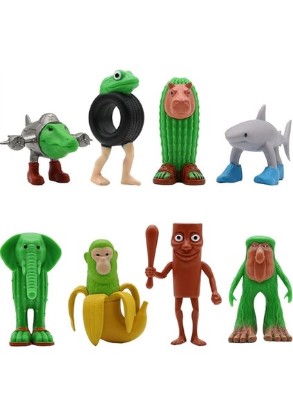 Tung Tung Tung Sahur Figürü Anime 3D Baskılı Hayvan Modeli Tralalelo Tralala/chimpanzini Bananini Figürü, Sevimli Versiyon Koleksiyonluk Aksiyon Figürleri Hayranlar Için Dekorasyon, 8 Adet