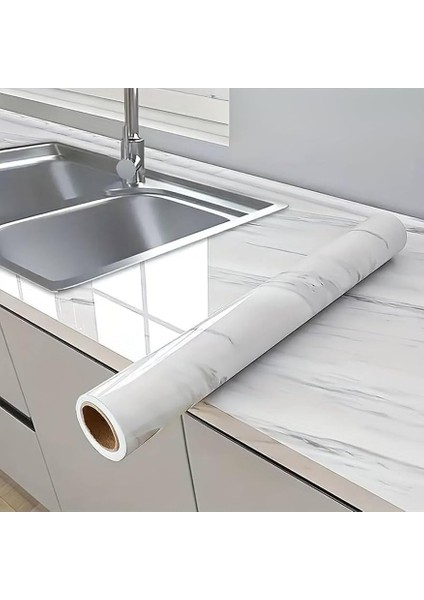 Suya Dayanıklı Mermer Desenli 5mt x 60CM Mutfak Tezgah Dolap Lavabo Yapışkanlı Folyo Kaplama Kağıdı indirimleri