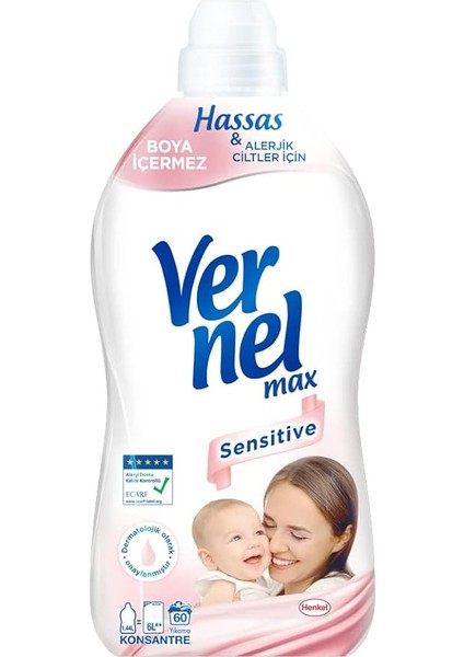 Max Taze Sensitive Alerjik Ciltler Için Boya Içermeyen 60 Yıkama Konsantre Çamaşır Yumuşatıcısı (1 x 1440 Ml)