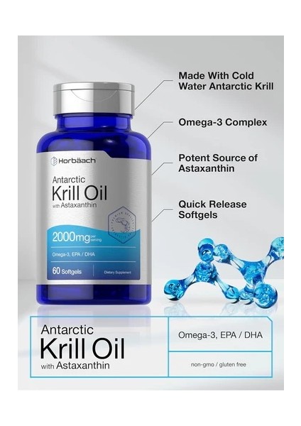 Krill Oil 2000MG | 60 Softgels | With Astaxantin | Omega-3, Epa/dha modelleri
