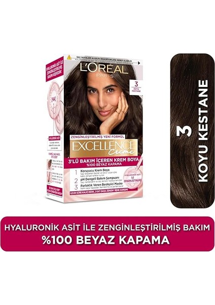 Parıs Excellence Creme Saç Boyası - 3 Koyu Kestane fiyatları