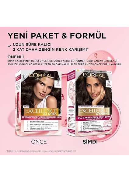 Parıs Excellence Creme Saç Boyası - 3 Koyu Kestane fırsatları