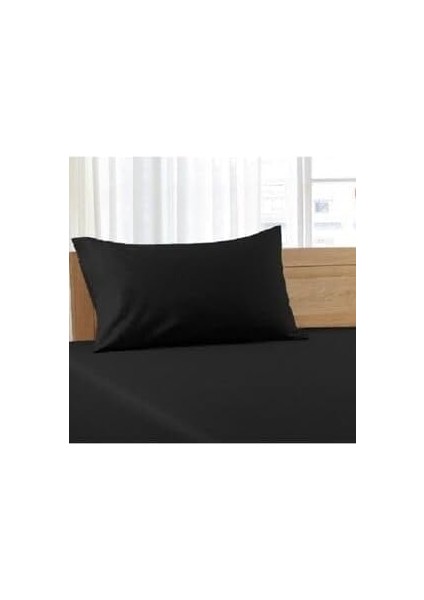 Pamuklu Ranforce Tek Kişilik Lastiksiz Çarşaf ve Yastık Kılıfı Siyah - 160 x 240