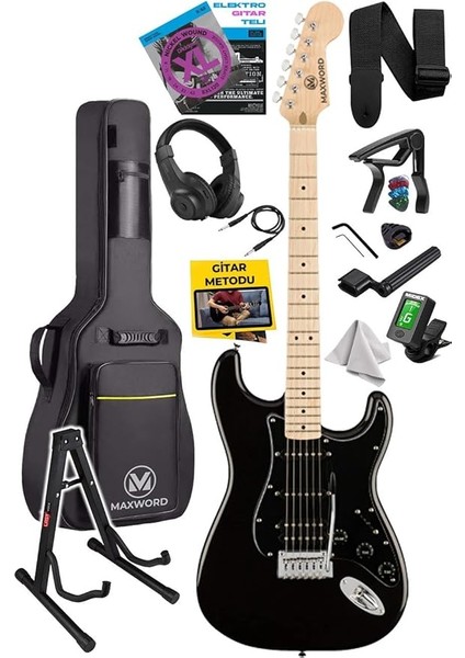 MAP-35BK-ST Maple Klavye Ssh Profesyonel Elektro Gitar Seti