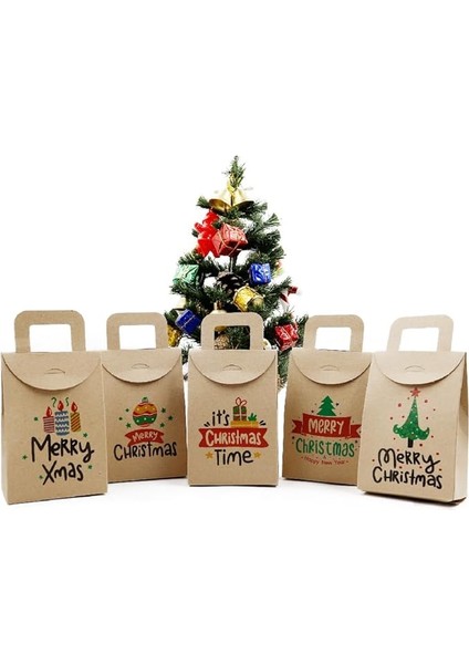 Design 10X15 Yılbaşı Temalı Çanta Model Hediye Kutusu (5'li Set) - Model-3