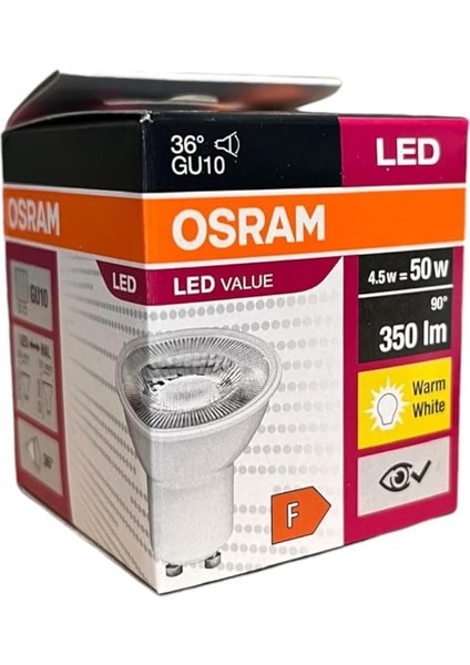 4,5W GU10 LED Ampul - 10'lu Ekonomik Paket, 350 Lumen, 3000K Sarı Işık, 36° Işık Açısı, 15.000 Saat Ömür, Enerji Verimli modelleri
