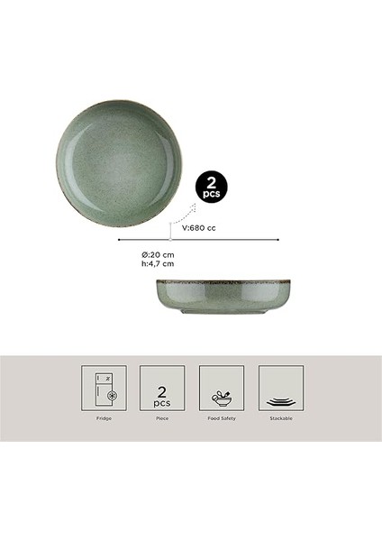 Porselen Moderna 2 Li 20 cm Kase Yeşil fiyatları