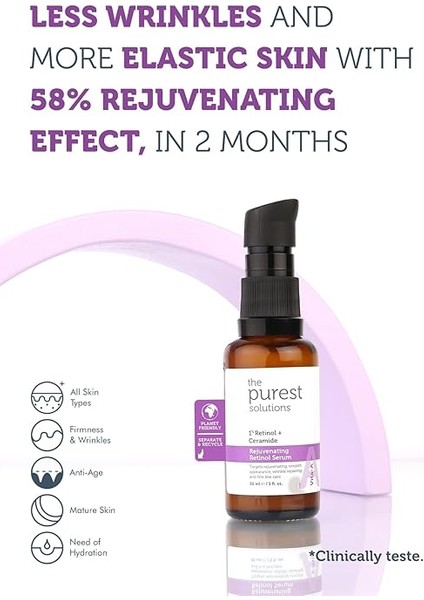 Purest Solutions, Yaşlanma Karşıtı ve Kırışıklık Giderici, Onarıcı Retinol (A Vitamini) Gece Serumu 30 ml (1% Retinol + Ceramide) modelleri