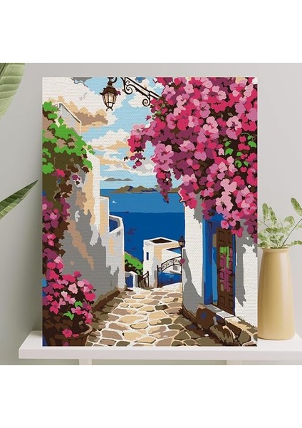 Hobi Sanat Sayılarla Boyama Tuval Seti Fırça Boya Dahil (Çıtalı) 40X50 cm - Alaçatı