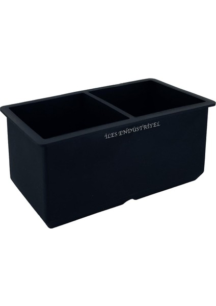 Chef Silikon 2 Bölmeli Küp Buz Kalıbı, Battal Boy, Siyah, 6.8 cm Buz