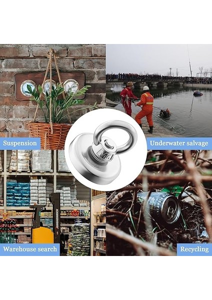 D48 Güçlü Neodyum Mıknatıs 48MM 75KG Askılı Fishing Salvage Magnet indirimleri