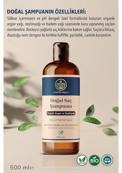 Yaşam Organik Argan ve Zeytinyağı Özlü Kuru ve Normal Saçlar Için Besleyici ve Onarıcı Şampuan 500 ml modelleri