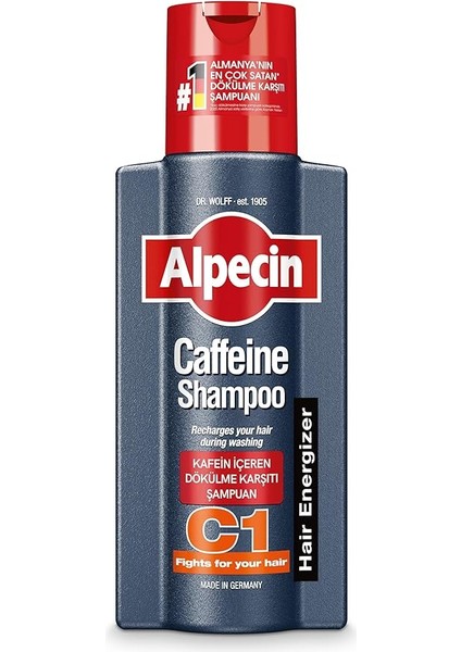 Kafeinli Şampuan C1 250ML | Saç Dökülmesini Önler ve Azaltır | Erkekler Için Doğal Saç Uzatma Şampuanı | Güçlü Saçlar Için Enerji Verici | Erkekler Için Saç Bakımı | Almanya'da Üretilmiştir