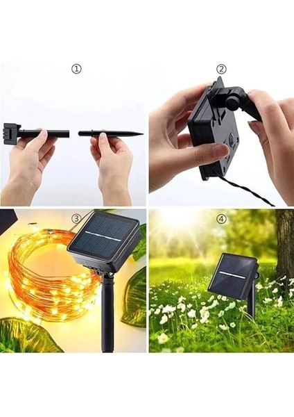 Su Geçirmez 20 Metre Güneş Enerjili Dış Mekan Solar Peri LED Işık Dekoratif Bahçe Aydınlatma Tek Ebat fiyatları