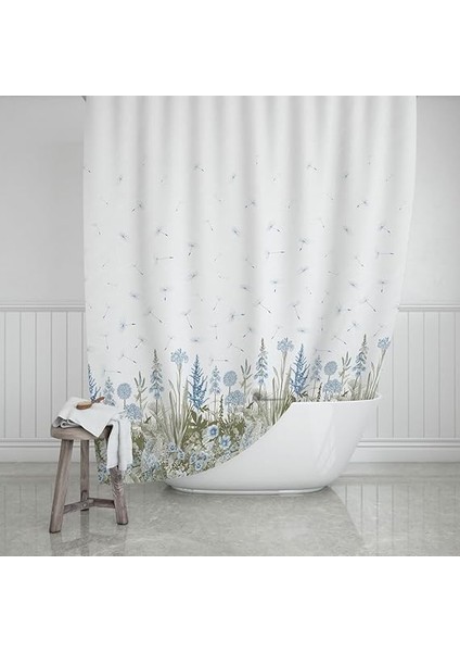 Home Kır Banyo Perdesi 180X200CM Tek Kanat Duş Perdesi, Renkli Çiçekli Banyo Duş Perdesi, Halkalı Perde fiyatları