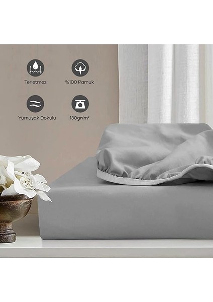 | Jersey |%100 Doğal Pamuklu Tek/çift Kişilik Lastikli Çarşaf Gri fiyatları