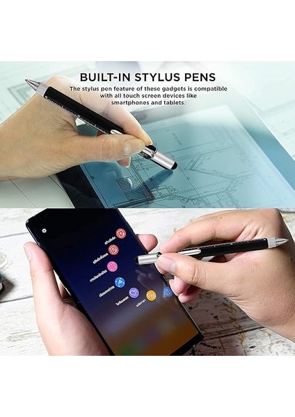 Çok Fonksiyonlu Kalem - 6'ları 1 Arada - Çok Fonksiyonlu ve Sağlam Alüminyum Kendın Yap Kalem Tornavida, Stylus, Seviye Kabarcığı, Cetvel ve Phillips Düz Başlı Uç, Erkekler ve Kadınlar Için Harika Hediye modelleri