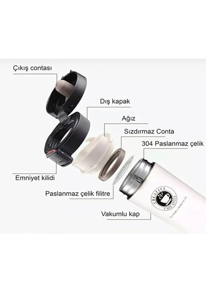 Çelik Termos Bardak, Sızdırmaz Kapaklı, 6 Saat Sıcak Tutma, Ofis ve Seyahat Için modelleri