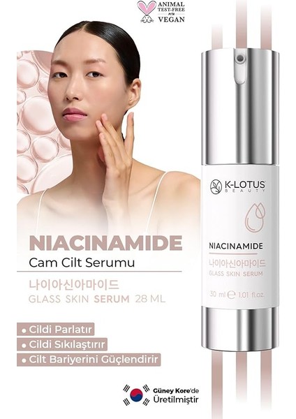 Beauty Cildi Parlatır, Sıkılaştırır ve Cilt Bariyerini Güçlendirici Glass Skin Niacinamide Cam Cilt Serumu fırsatları
