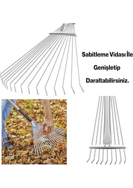 Ayarlanabilir Bahçe Tarla Tırmık Çim Peyzaj Yaprak Ot Saman Temizleme Toplama Tırmığı 1 Adet modelleri