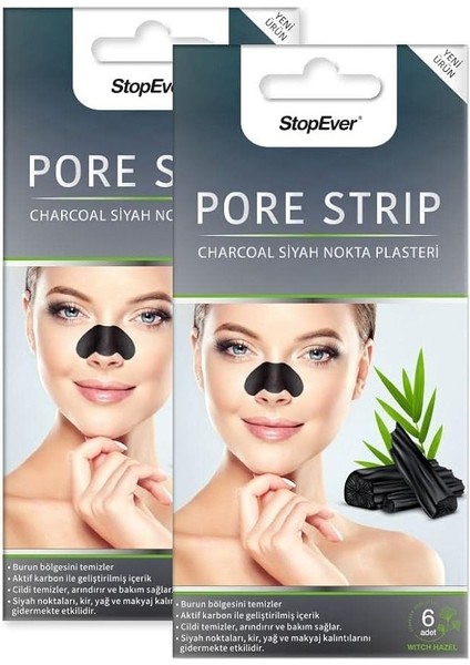 Charcoal Pore Strip Kömürlü Siyah Nokta Plasteri (2 x 6 Adet)