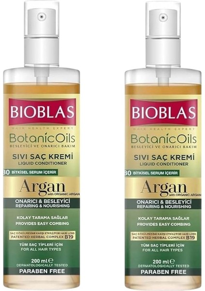 Botanic Oil Argan Yağlı Sıvı Saç Kremi 200 ml 2 Adet