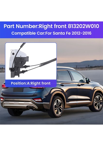 Sağ Ön Kapı Kilidi Aktüatör Kapı Kilidi Aktüatör Mandal Motoru 813202W010 Hyundai Santa Fe 2012-2016 (Yurt Dışından) indirimleri