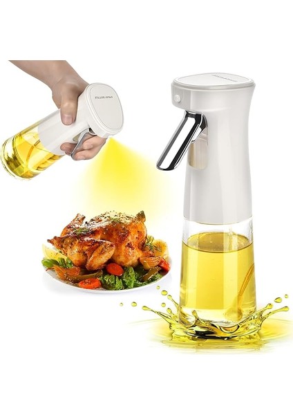 240ML Yağ Zeytinyağı Püskürtücü, Airfryer Sprey Şişesi, Cam Yağ Spreyi, Hava Fritözü Için Yağlık, Barbekü, Salata, Pişirme, Izgara Mutfak Aletleri, Yağdanlık (Beyaz)